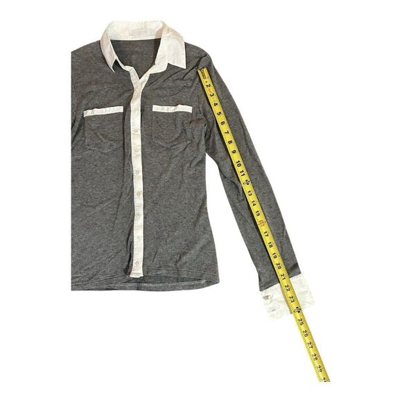 Anne Fontaine Gray and White Long Sleeve Button Down - Picture 4 of 8